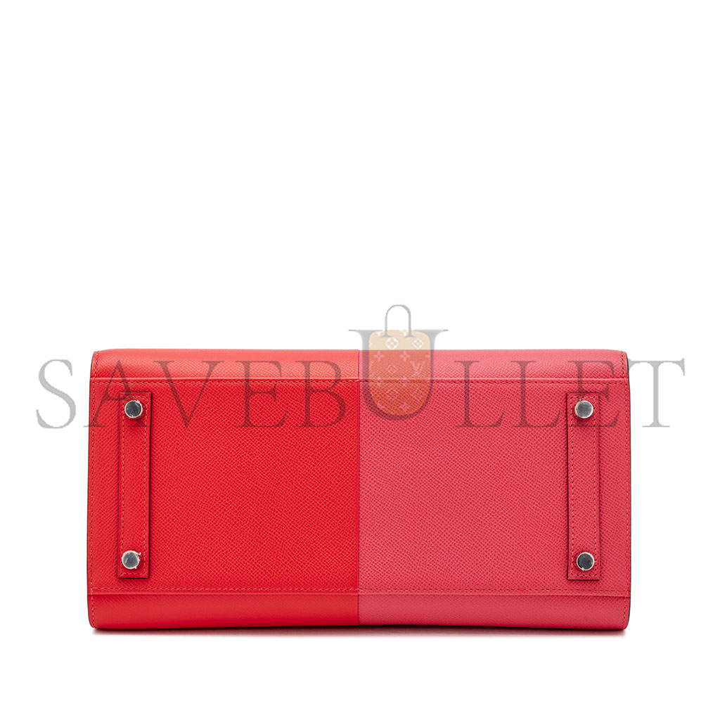 H**mes birkin 25 epsom in ultra pink and heart red with florida blue interior and silver buckle h028367cc02 (25*18*13cm)